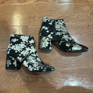 Stunning black and silver flower booties